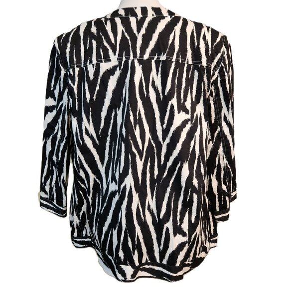 ❤️ 4/$20 Alfred Dunner sports jacket blazer Women 16W Zebra black white pockets - Picture 9 of 14